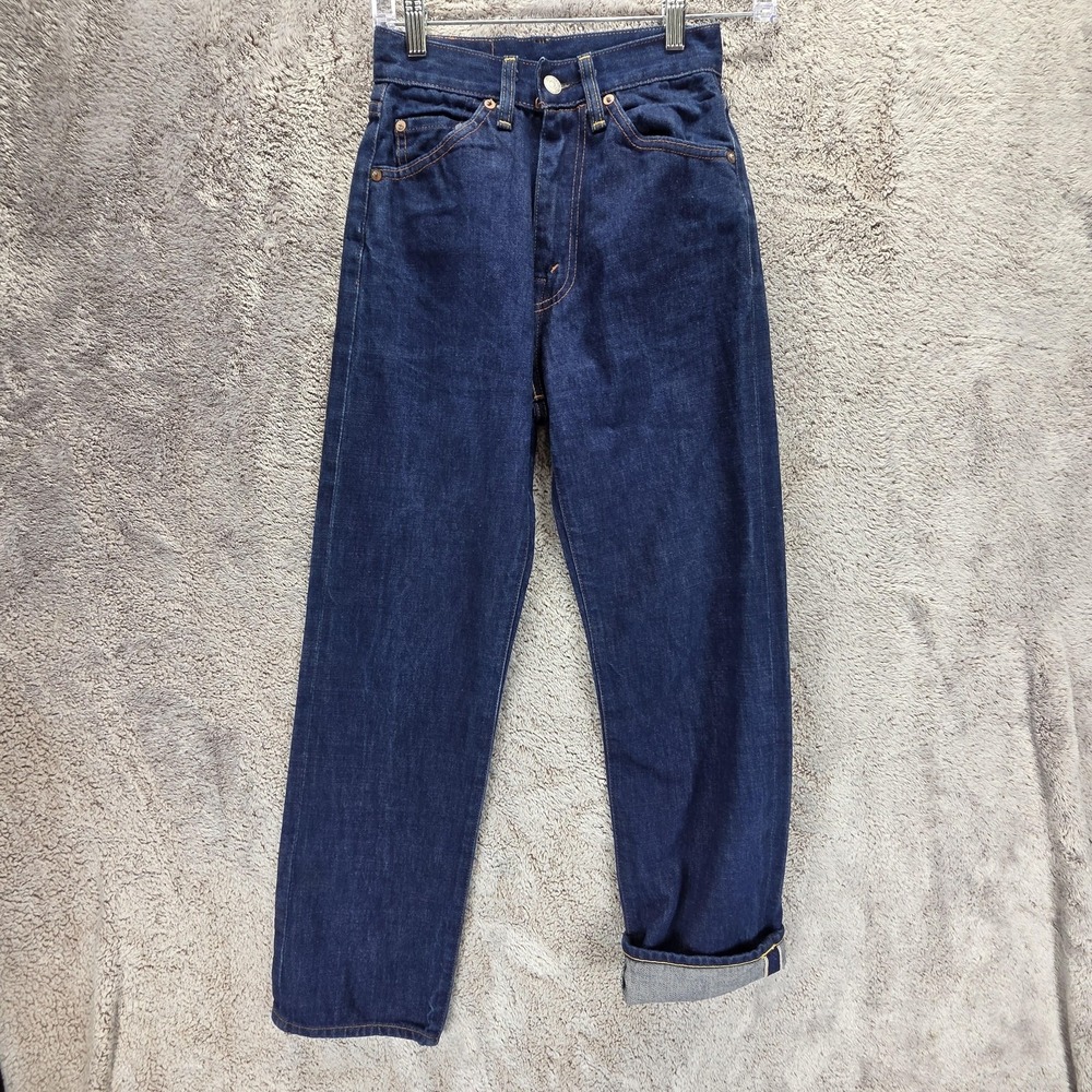 Levis 701 Jeans Womens Blue Selvedge LVC 1950 Zip Fly Medium Wash Fits 23x26